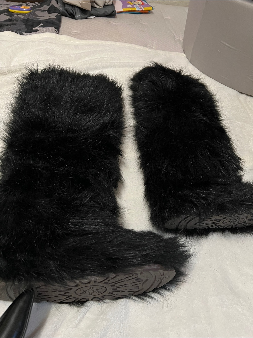 Faux Fur Tall Black Women's Boots - Cozy Winter Style